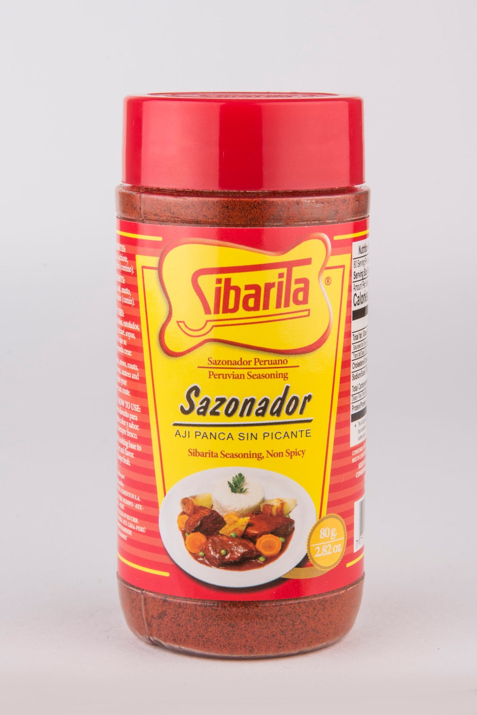 Sibarila Aji Panca seasoning jar, 80g, for enhancing authentic dishes with flavorful, non-spicy seasoning.