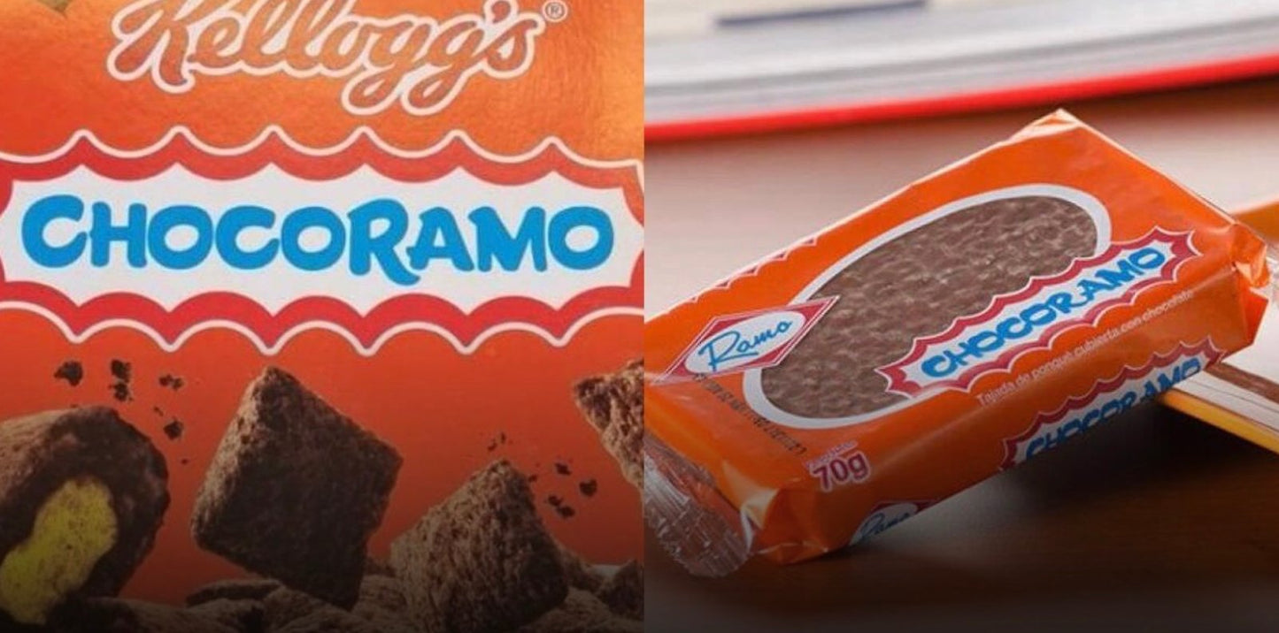 Ramo Chocoramo biscuits packaging featuring chocolate-flavored filling, perfect for snacking.