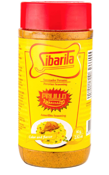 Amarillito Palillo Sibarita 80g, vibrant yellow Peruvian seasoning for enhanced color and flavor in dishes.